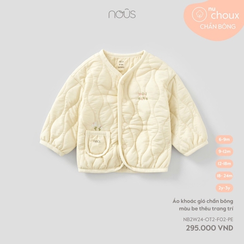 NOUS - Áo khoác gió chần bông màu be thêu trang trí  -SS25.T9A