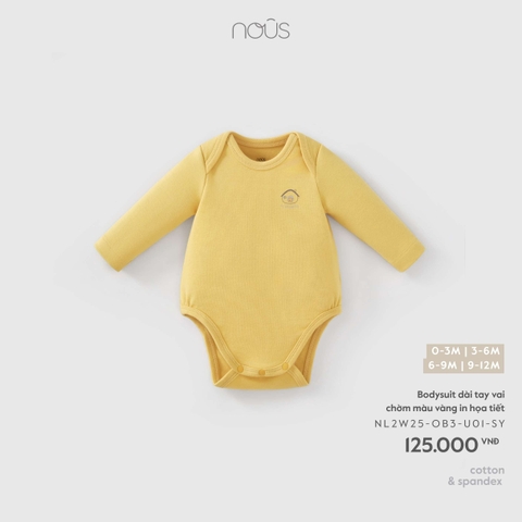 NOUS NP - Bodysuit dài tay vai chờm màu vàng in họa tiết - 9-12M - SS26.T5C