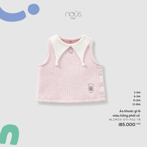 NOUS NP - Áo khoác gi lê màu hồng phối cổ - 3-6M - SS26.T5C