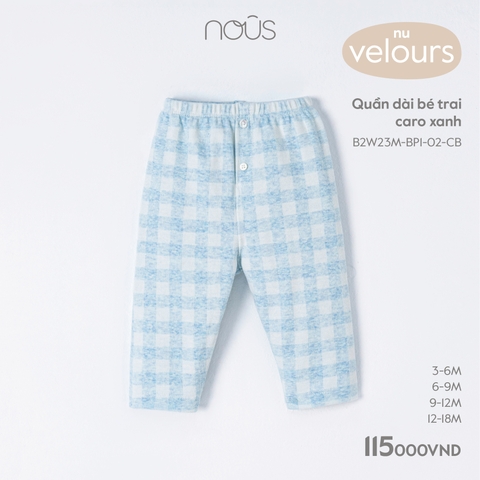 NOUS - Quần dài bé trai caro xanh - Nu Velours - SS23.10 - ZTD