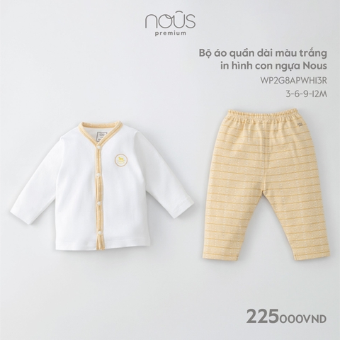 NOUS - Bộ áo quần dài màu trắng in hình con ngựa Nous - Nu Pre - 3M