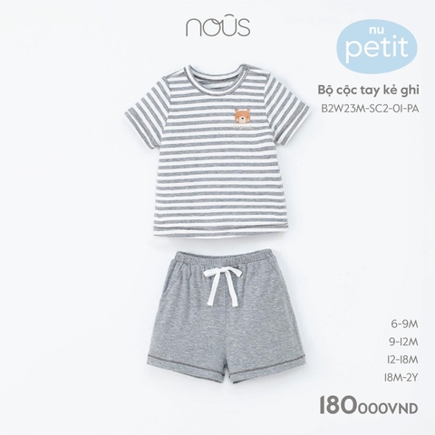 NOUS - Bộ cộc tay kẻ ghi - 12-18M -