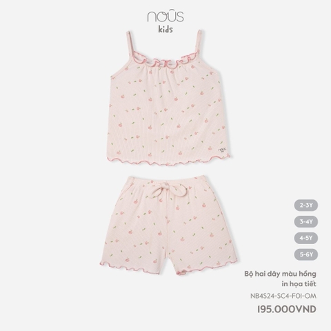 NOUS - Bộ hai dây màu hồng in họa tiết - Nu Kid - 2Y - SS24.T3A