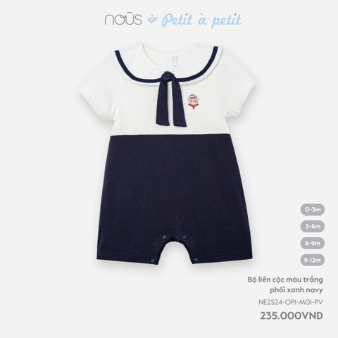NOUS - Body cộc màu trắng phối xanh navy  - Nu Petit - 0M - SS24.T3A - Body