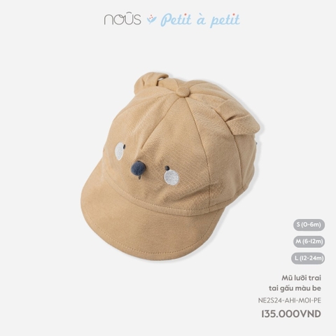 NOUS - Mũ lưỡi trai tai gấu màu be - S -