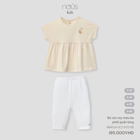 NOUS - Bộ cộc tay màu be phối quần lửng