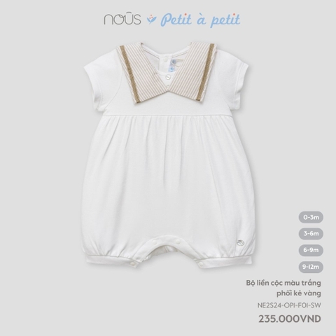 NOUS - Body cộc màu trắng phối kẻ vàng 0M - SS24.T4A - Body