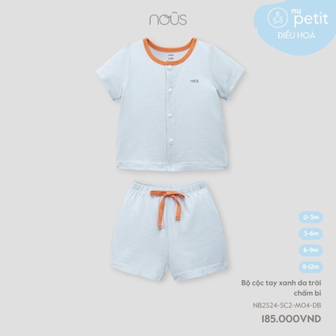 NOUS - Bộ cộc tay xanh da trời chấm bi - Nu Petit - 0M - SS24.T4A