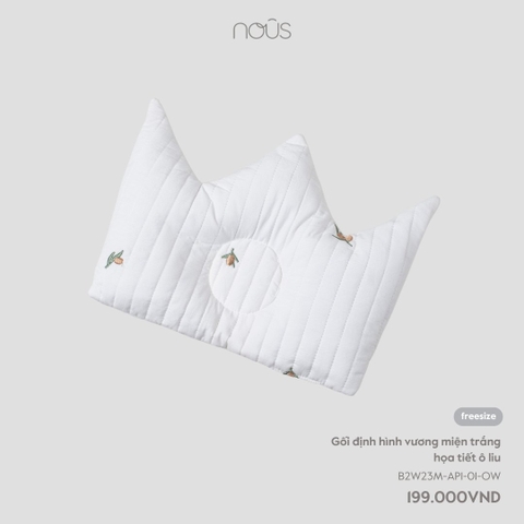 NOUS - Gối định hình vương miện trắng họa tiết ô liu -  - FS - SS24.T5A