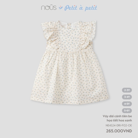 NOUS:-:Váy:dài:cánh:tiên:be:họa:tiết:hoa:xanh:-:5-6Y:-: