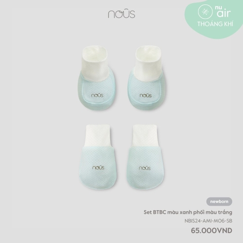 NOUS - Set BTBC màu xanh phối màu trắng - Nu Air - FS - SS24.T6A
