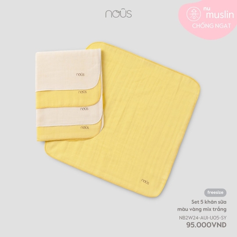 NOUS - Set 5 khăn sữa màu vàng mix trắng - Nu Muslin - FS - SS24.T7A