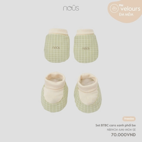 NOUS - Set BTBC caro xanh phối be - Nu Velours - FS - SS24.T9A