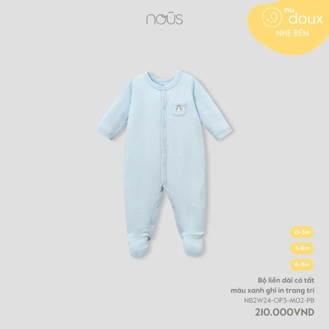 NOUS - Body dài có tất màu xanh ghi in trang trí - Nu Doux - 3M - SS24.T9A