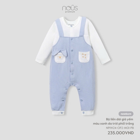 NOUS - Body dài giả yếm màu xanh da trời phối trắng NB - Nu Petit - NB - SS24.T9A