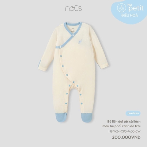 NOUS - Body dài tất cài lệch màu be phối xanh da trời - Nu Petit - NB - SS24.T10A