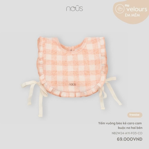 NOUS - Yếm vuông bèo kẻ caro cam buộc nơ hai bên - Nu Velours - FS - SS24.T10B