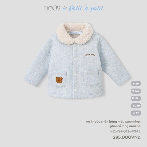 NOUS - Áo khoác chần bông màu xám phối cổ
 lông màu be - Nu Choux - 12M - SS24.T10A