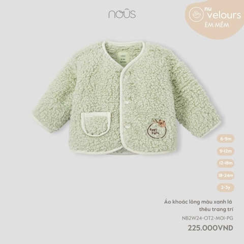 NOUS - Áo khoác lông màu xanh lá thêu trang trí - Nu Velours - 6M - SS24.T10A