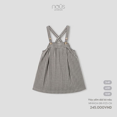 NOUS:-:Váy:yếm:dài:kẻ:nâu:-:3-4Y:-:SS24.T10A