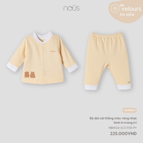 NOUS - Bộ dài cài thẳng màu vàng nhạt hình in trang trí NB - SS24.T11A