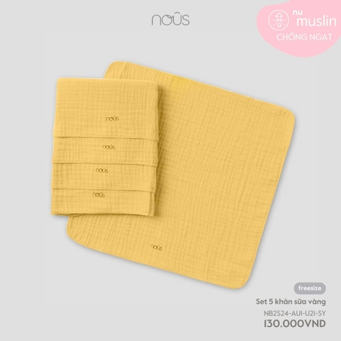NOUS - Set 5 khăn sữa vàng - Nu Muslin - FS - SS24.11B