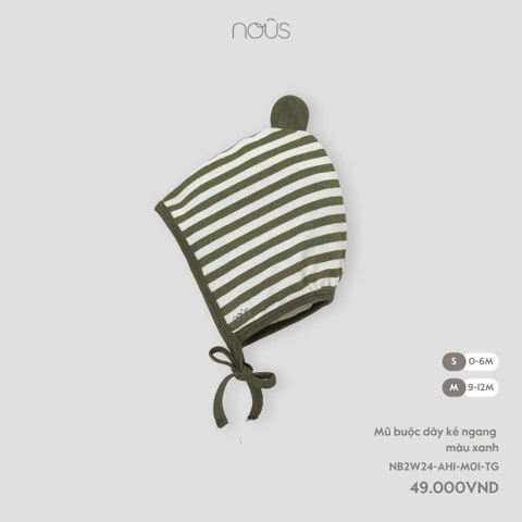 NOUS - Mũ buộc dây kẻ ngang màu xanh - Nu Doux - Size - SS24.T12A