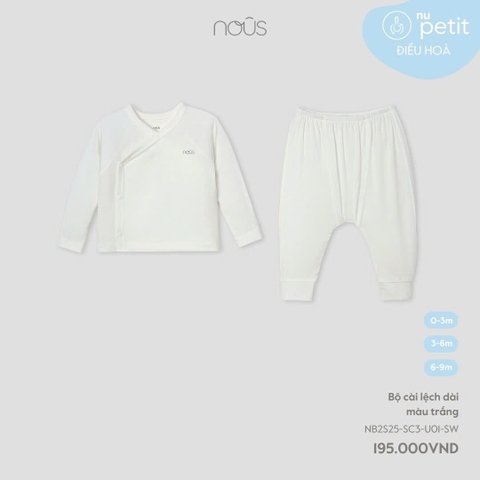NOUS - Bộ cài lệch dài màu trắng - Nu Petit - 0M - SS25.T1A
