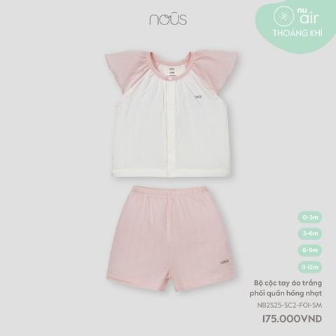 NOUS - Bộ cộc tay áo trắng phối quần hồng nhạt - Nu Air - SS25.T2A