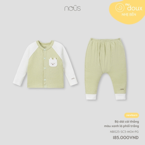 NOUS - Bộ dài cài thẳng màu xanh lá phối trắng NB - Nu Doux - SS25.T2A