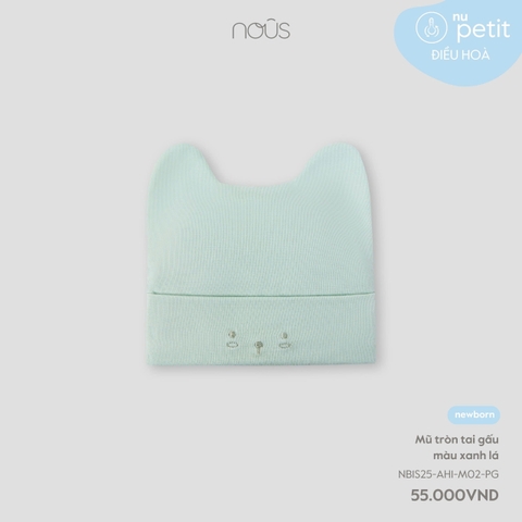 NOUS - Mũ tròn tai gấu màu xanh lá NB - Nu Petit - SS25.T2A