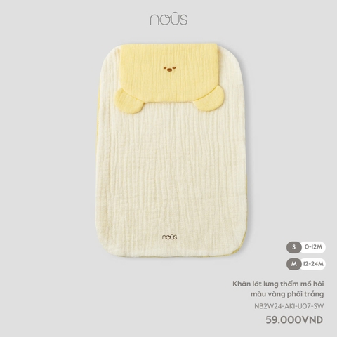 NOUS - Khăn lót lưng thấm mồ hôi màu vàng phối trắng - M - SS25.T2A