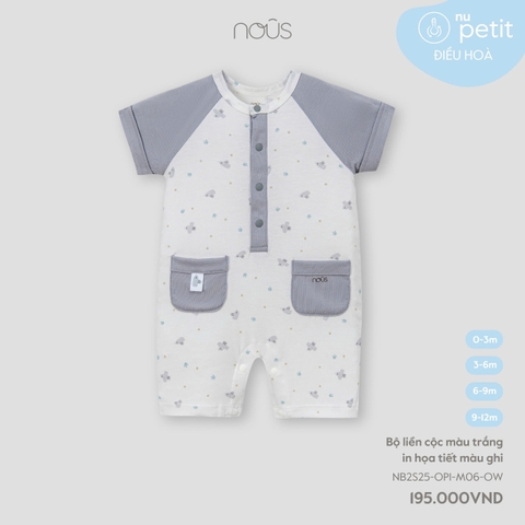 NOUS - Body cộc màu trắng in họa tiết màu ghi - Nu Petit - SS25.T2A