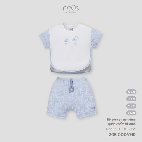 NOUS - Bộ cộc tay áo trắng quần xanh - Nu Doux - SS25.T2A