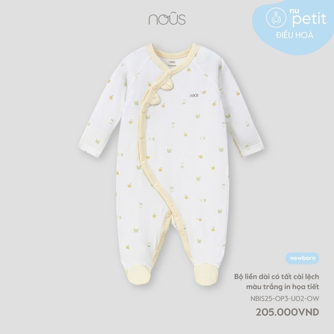NOUS - Body dài có tất cài lệch màu trắng in họa tiết - Nu Petit - SS25.T3A