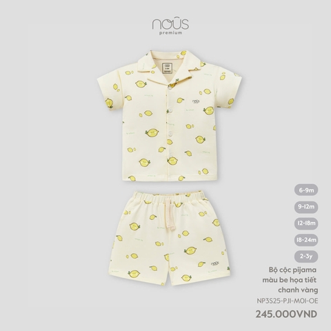 NOUS - Bộ pyjama cộc tay màu be họa tiết chanh vàng - - 9-12M - SS25.T3A