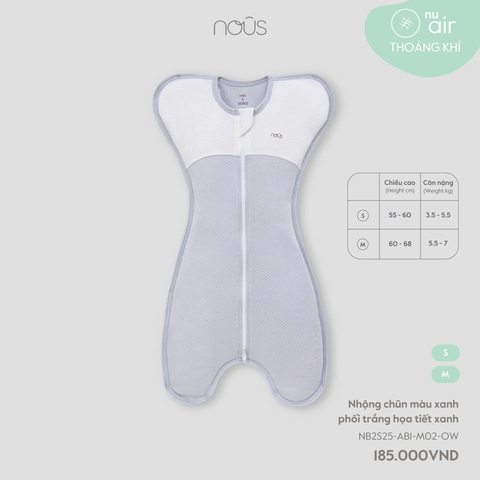 NOUS - Nhộng chũn màu xanh phối trắng họa tiết xanh - Nu Air - SS25.T3A