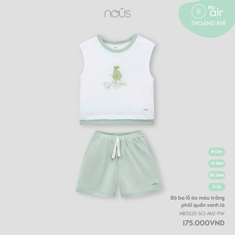 NOUS - Bộ ba lỗ áo màu trắng phối quần xanh lá - Nu Air - SS25.T3B