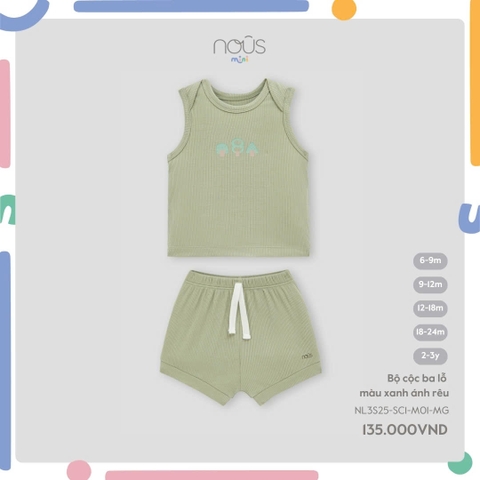 NOUS MINI - Bộ cộc ba lỗ màu xanh ánh rêu - SS25.T3C