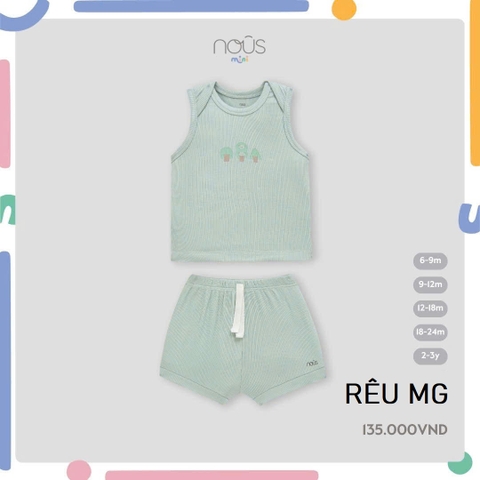 NOUS MINI - Bộ cộc ba lỗ màu xanh ánh rêu - SS25.T3C