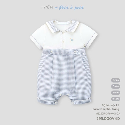 NOUS - Body cộc kẻ caro xám phối trắng - SS25.T5A - caro xám phối trắng - 3-6M