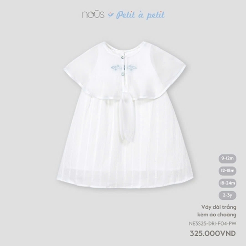 NOUS - Váy dài trắng kèm áo choàng - 2-3Y - SS25.T5A
