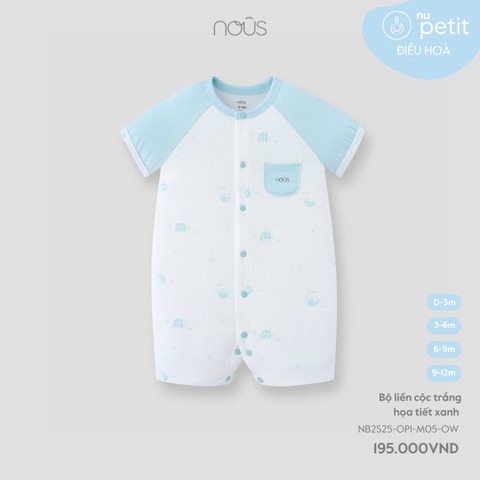 NOUS:-:Body:cộc:trắng:họa:tiết:xanh:-:0-3M:-:SS25.T5A