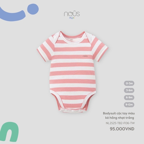 NOUS S10 - Body chip cộc tay màu kẻ hồng nhạt trắng - 9-12M - SS25.T5C