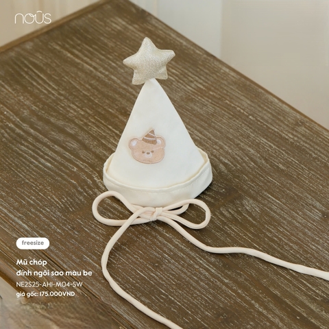 NOUS Z35 - Mũ chóp đính ngôi sao màu be - FS - SS25.T6B