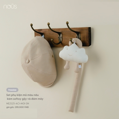 NOUS Z35 - Set phụ kiện mũ màu nâu kèm softoy gậy và đám mây - Newborn - SS25.T6B