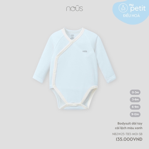 NOUS - Body dài tay cài lệch màu xanh - SS25.T7A