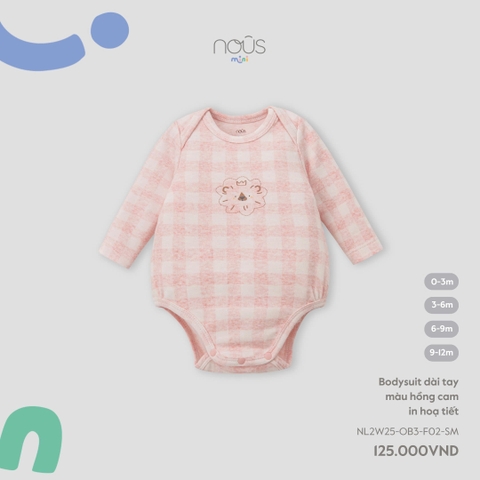 NOUS MINI - Body chip dài tay màu hồng cam in hoạ tiết - - 0-3M - SS25.T7B