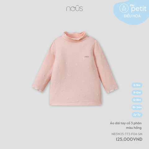 NOUS - Áo dài tay cổ 3cm màu hồng - SS25.T8A - tay cổ 3cm màu hồng - 18-24M