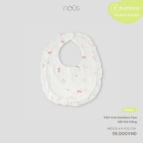 NOUS - Yếm tròn bamboo họa tiết thỏ hồng - SS25.T8A